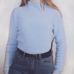 Sky blue mockneck knit sweater 🤍